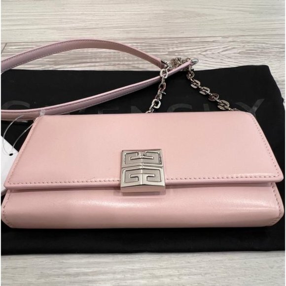 Givenchy Logo Wallet On Chain Pink Leather Cross Body Bag - Picture 4 of 12